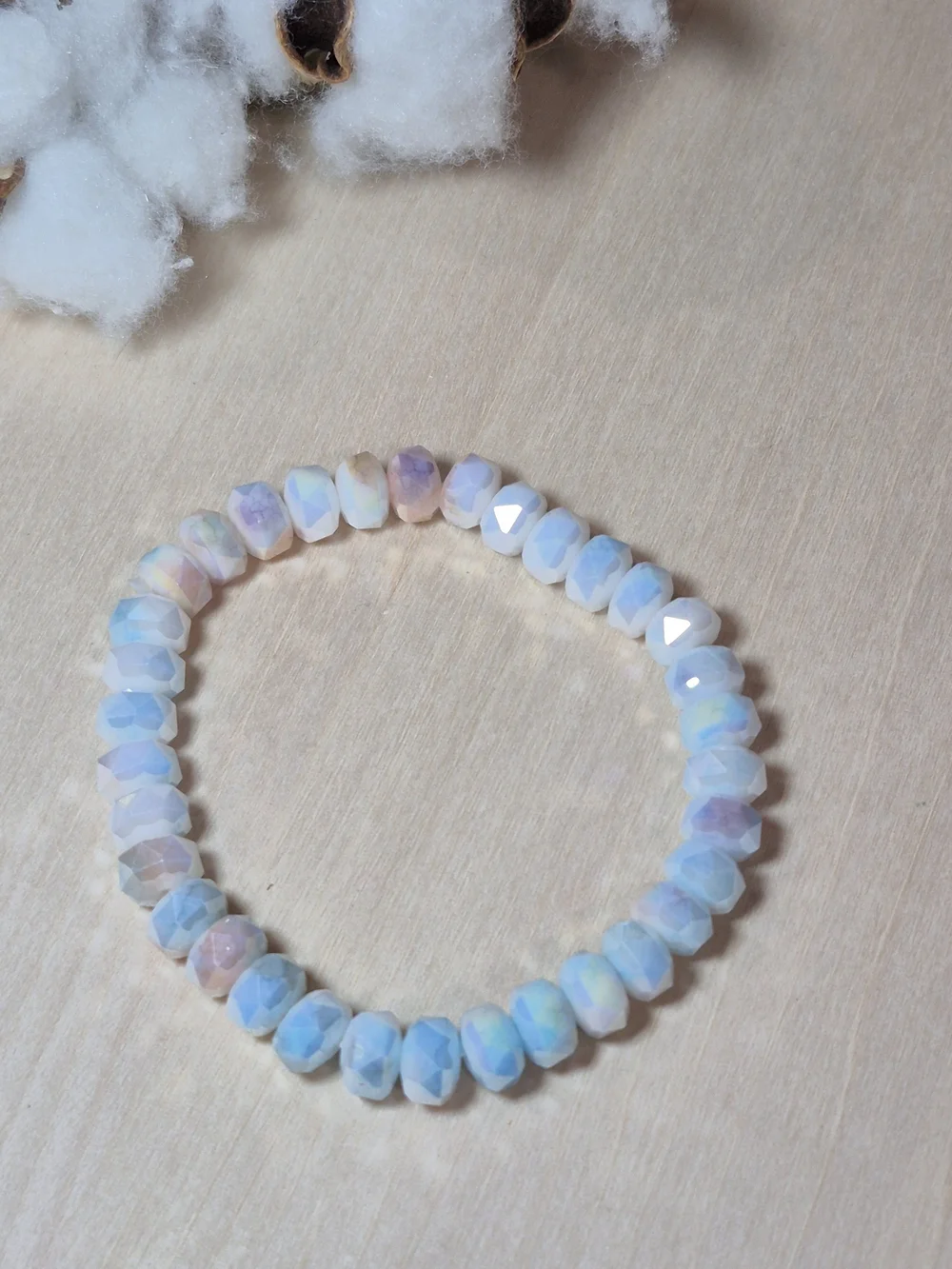 🩷💜NEW🩷💜 PRETTY!! Faceted MOSS AGATE With MOONSTONE Mix Stretch Bracelet